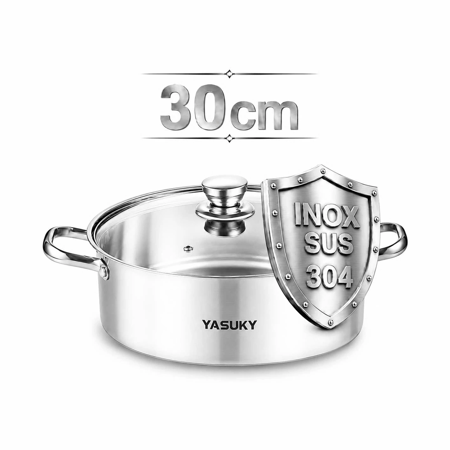 Bát lẩu inox size 30cm inox 304 YK-031 - Ảnh 2